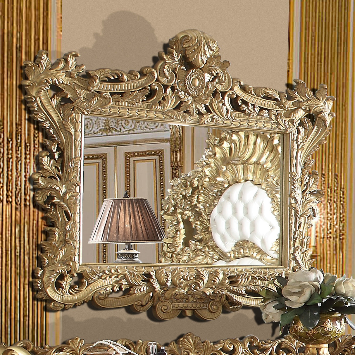 HD-8086 Metallic Bright Gold Mirror from Homey Design - Luna Furniture