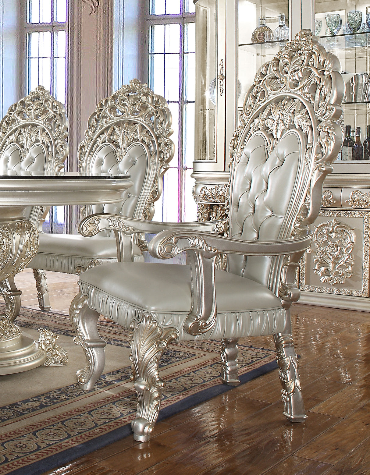HD-8088 Metallic Silver/Gold Highlights 7-Piece Dining Room Set from Homey Design - Luna Furniture