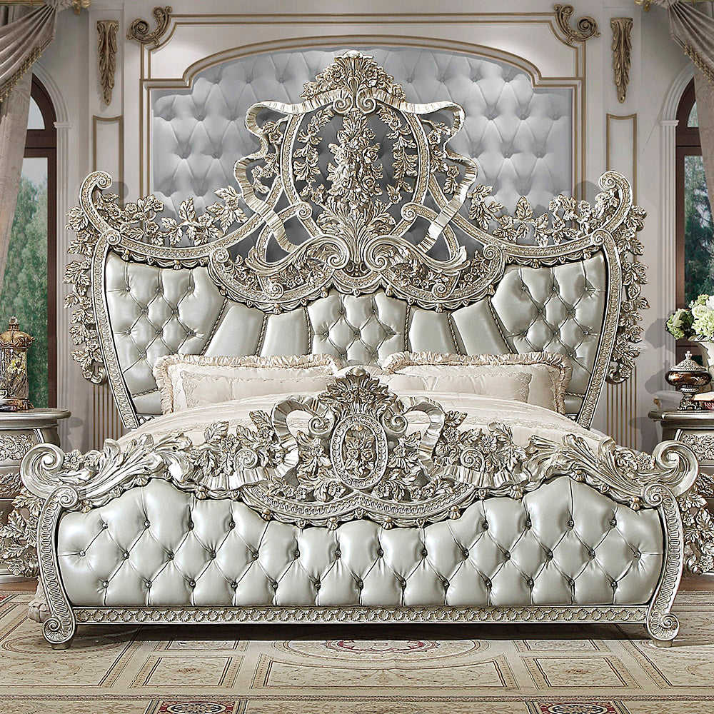 HD-8088 Metallic Silver/Gold Highlights 4-Piece Bedroom Set from Homey Design - Luna Furniture
