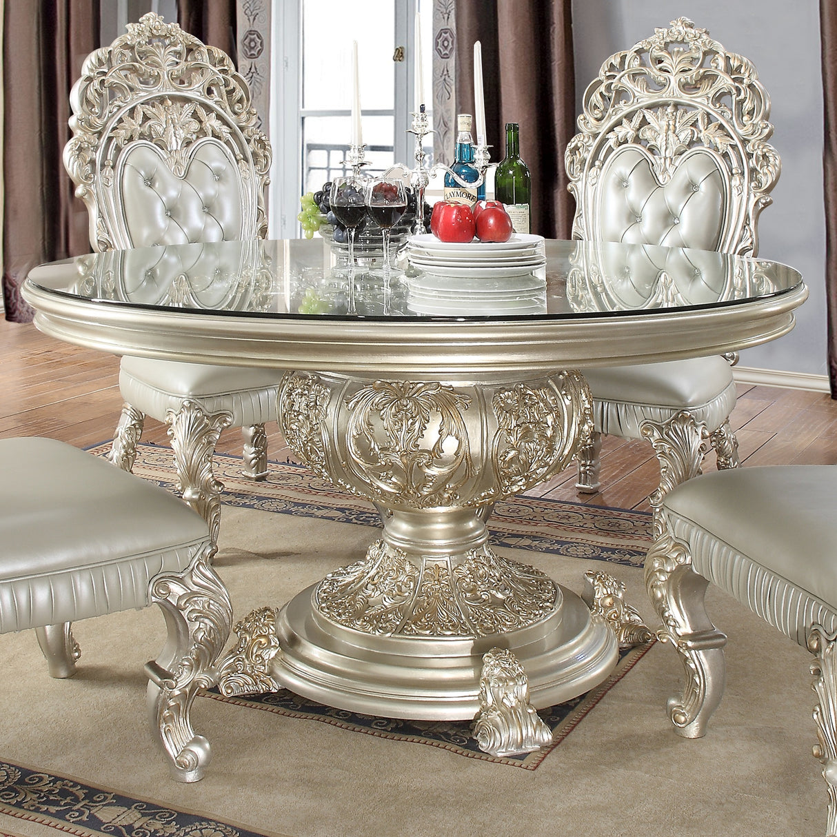 HD-8088 Metallic Silver/Gold Highlights 5-Piece Dining Table Set from Homey Design - Luna Furniture