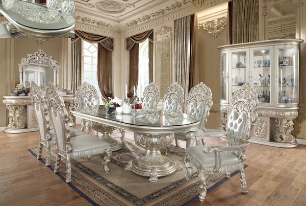 HD-8088 Metallic Silver/Gold Highlights 7-Piece Dining Room Set