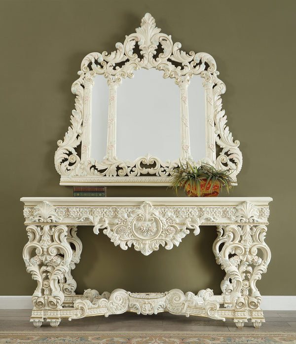 HD-8089 White Gloss/Pastel Highlights Console Table