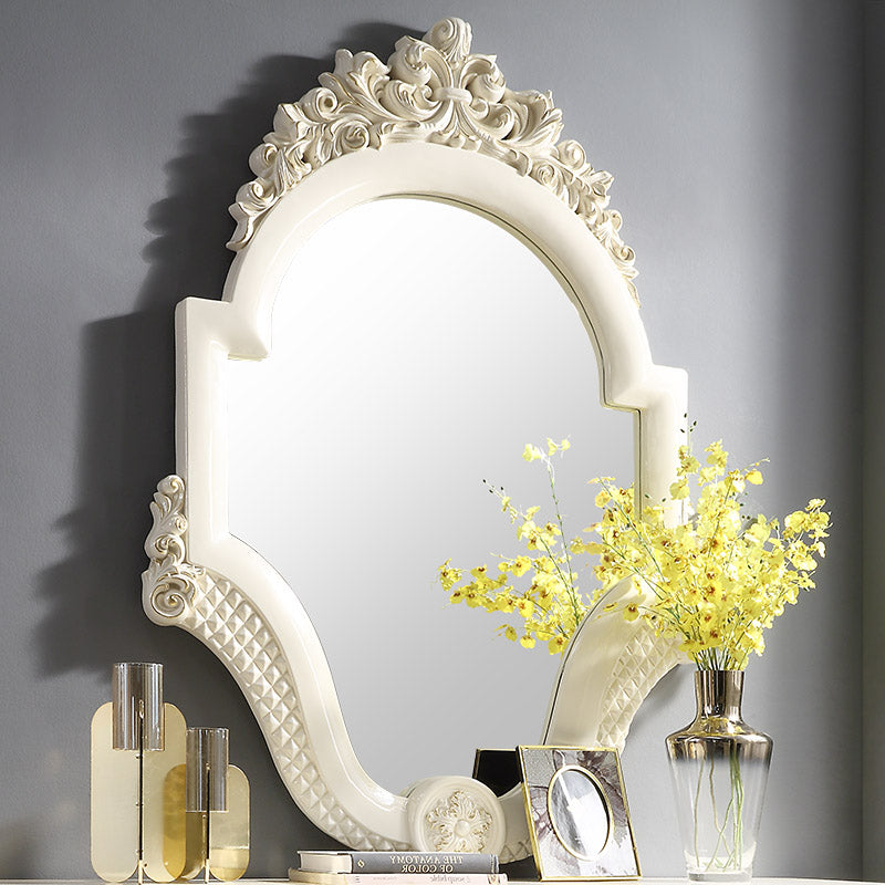 HD-8091 White Gloss/Gold Brush Highlights Mirror from Homey Design - Luna Furniture