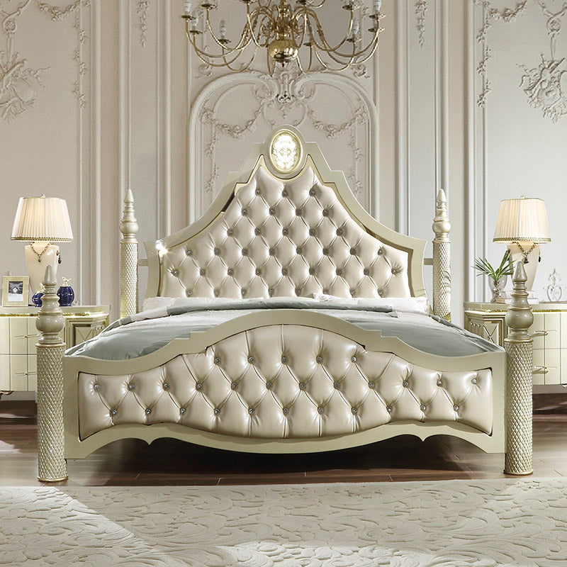 HD-8092 Satin Gold Eastern King Bed from Homey Design - Luna Furniture