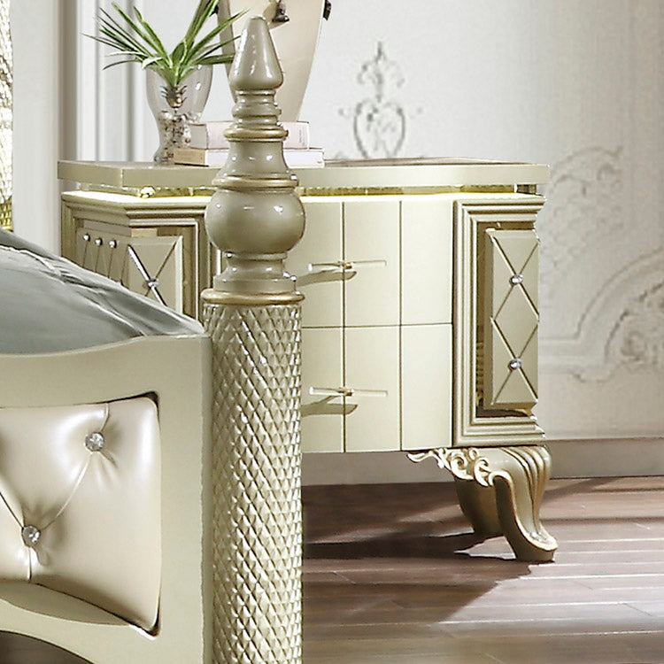 HD-8092 Satin Gold 5-Piece California King Bedroom Set from Homey Design - Luna Furniture