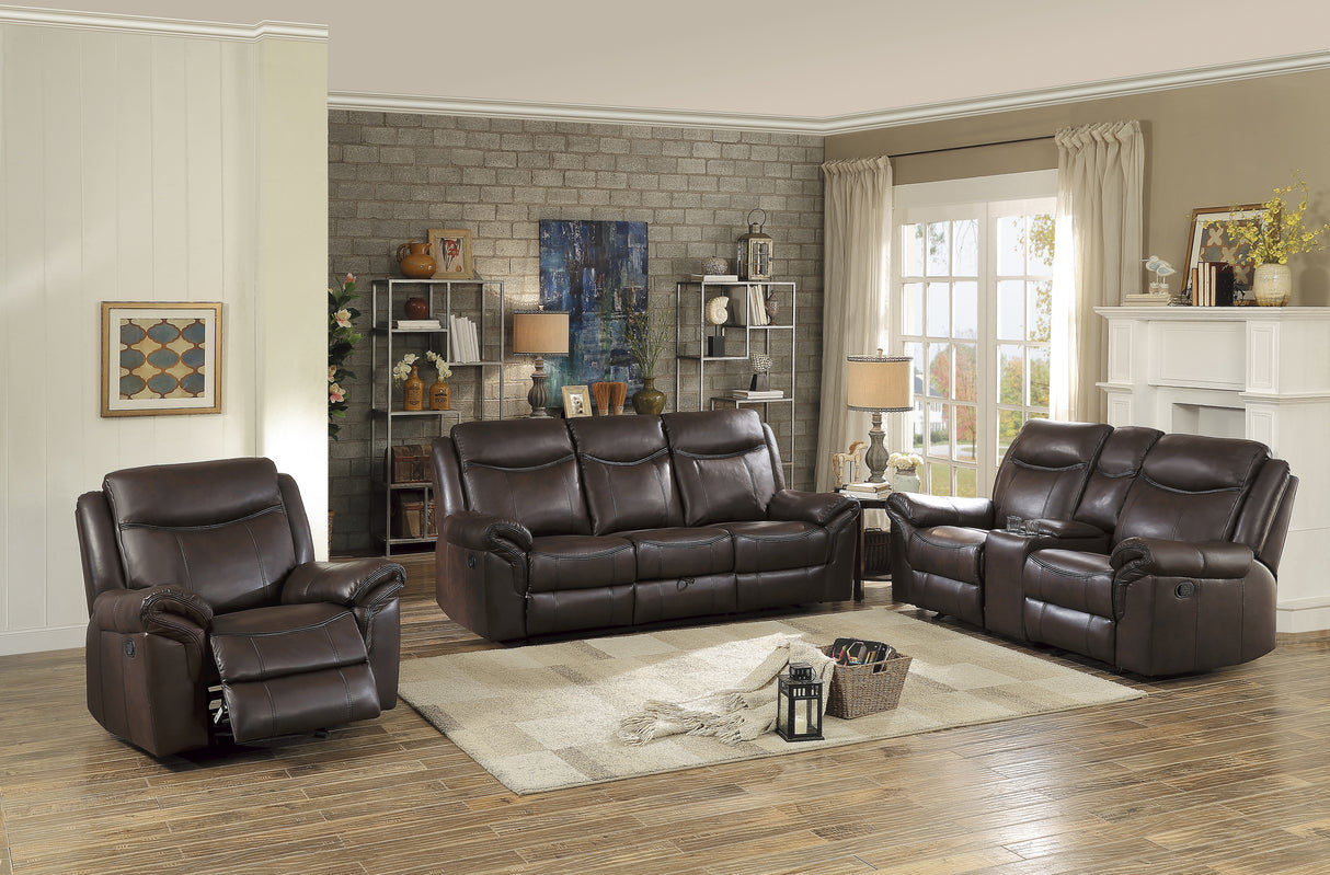 Aram Dark Brown Faux Leather Sofa and Loveseat from Homelegance - Luna Furniture