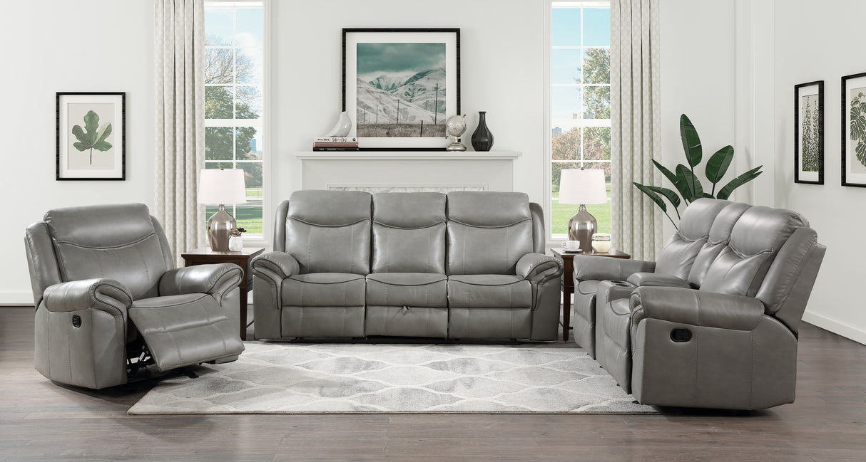 Aram Gray Faux Leather Sofa and Loveseat from Homelegance - Luna Furniture