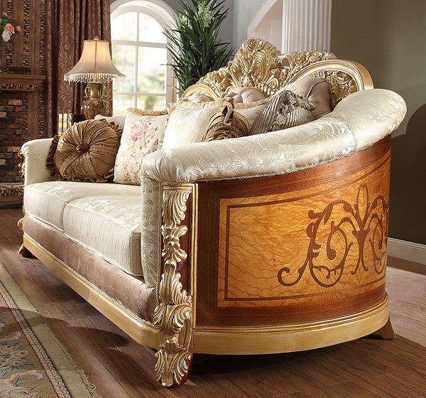 HD-821 Rich Brown/Metallic Bright Gold Accent Loveseat