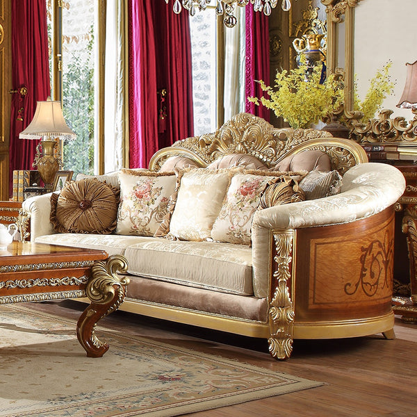 HD-821 Rich Brown/Metallic Bright Gold Accent Sofa