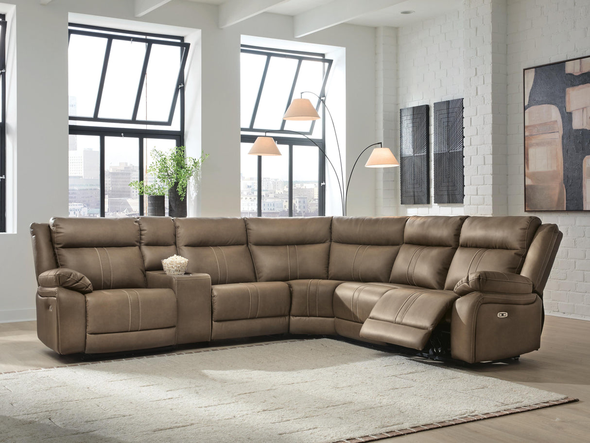 Max-Momentum Biscotti 6-Piece Power Reclining Sectional with Audio Console from Ashley Furniture - Luna Furniture