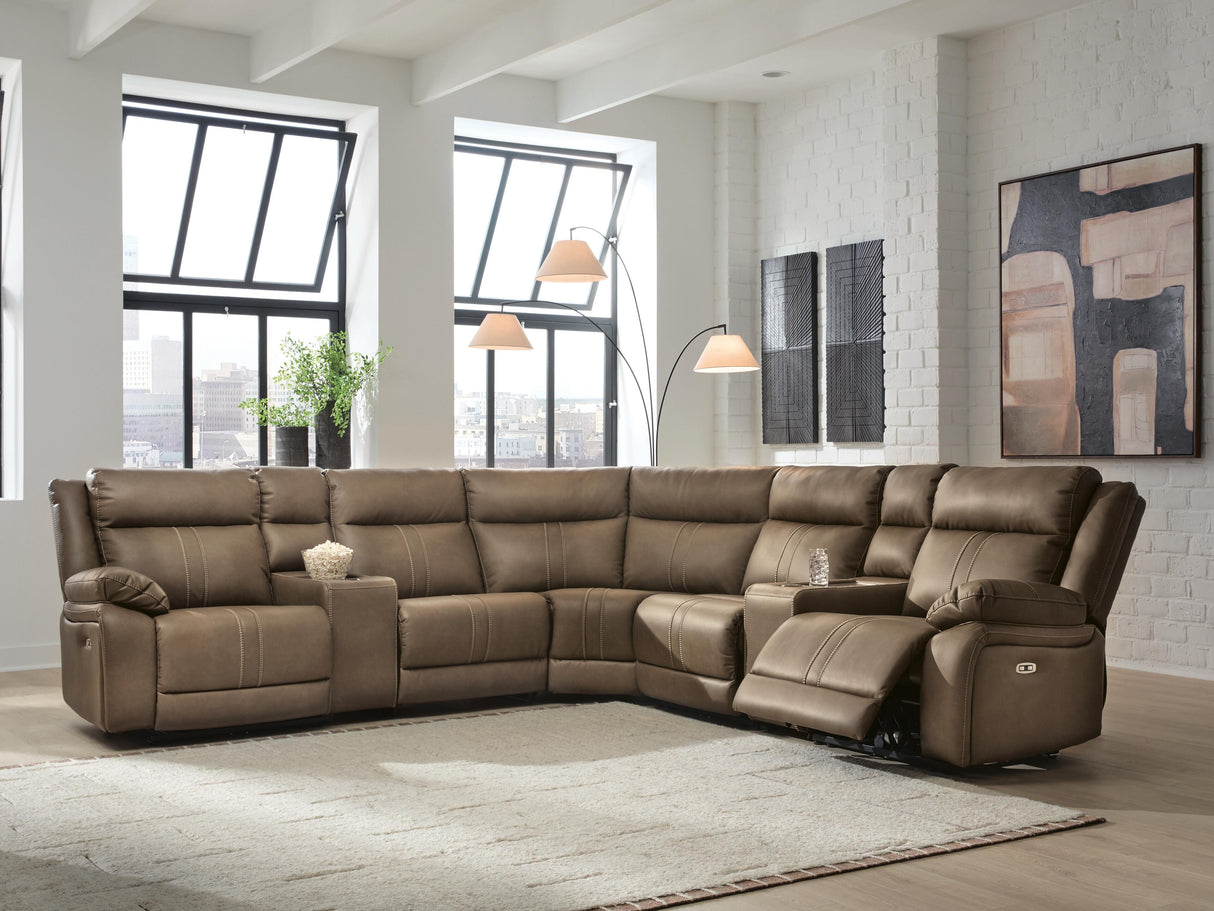 Max-Momentum Biscotti 7-Piece Power Reclining Sectional with Audio Consoles from Ashley - Luna Furniture