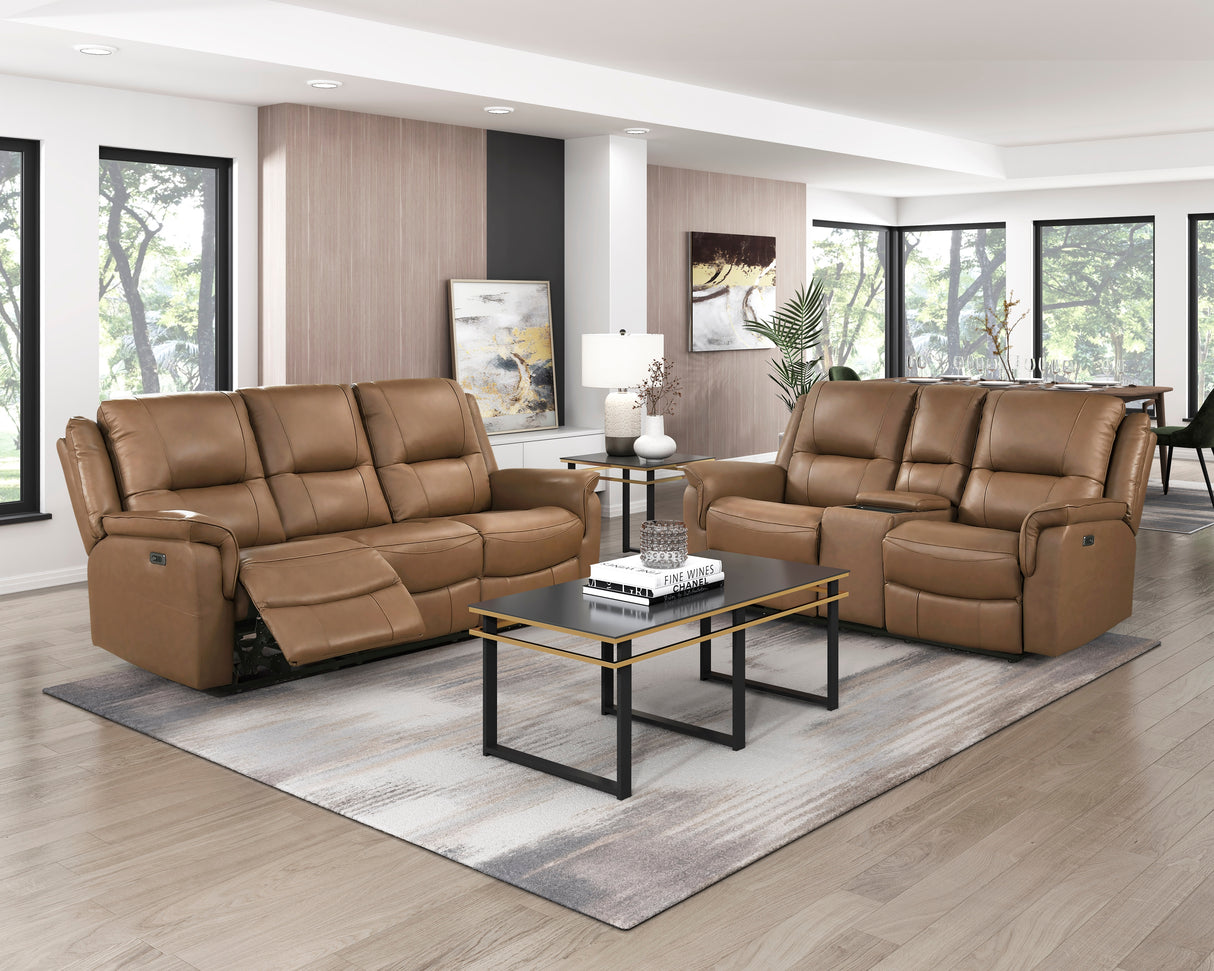 Haven Brown 3-Piece Power Reclining Set (Sofa & Loveseat & Chair) from Homelegance - Luna Furniture