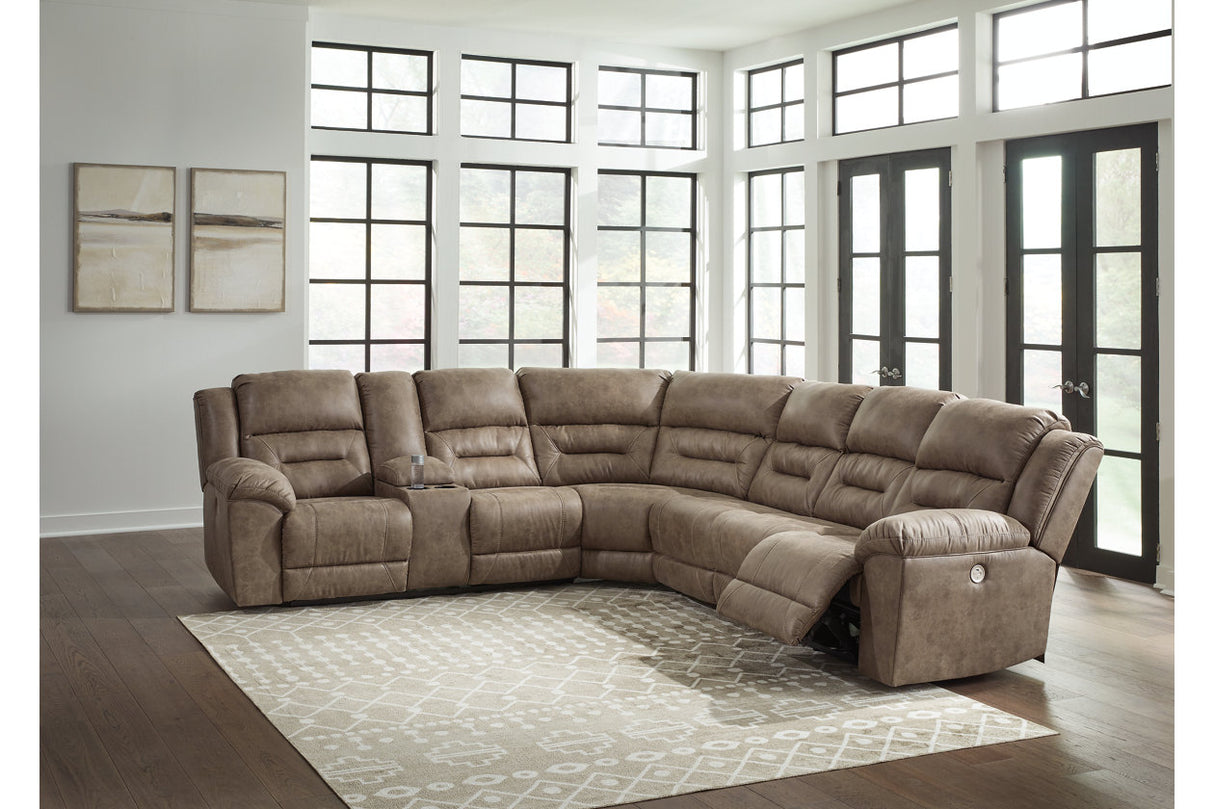 Ravenel Fossil 4-Piece Power Reclining Sectional from Ashley - Luna Furniture