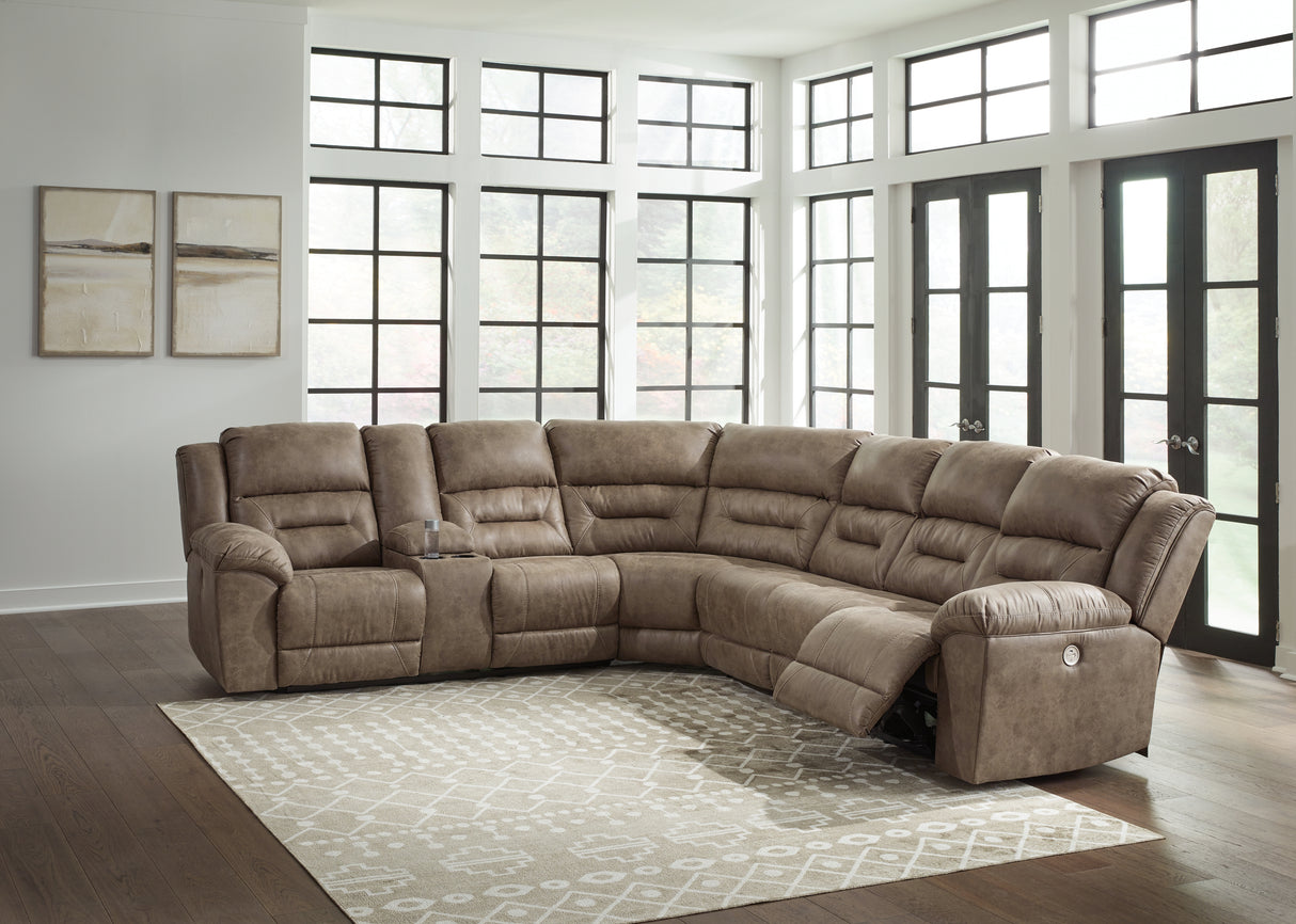 Ravenel Fossil 4-Piece Power Reclining Sectional from Ashley - Luna Furniture