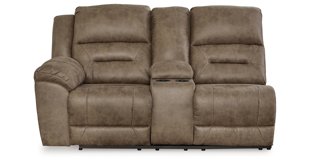 Ravenel Fossil Left-Arm Facing Power Reclining Loveseat with Console from Ashley - Luna Furniture