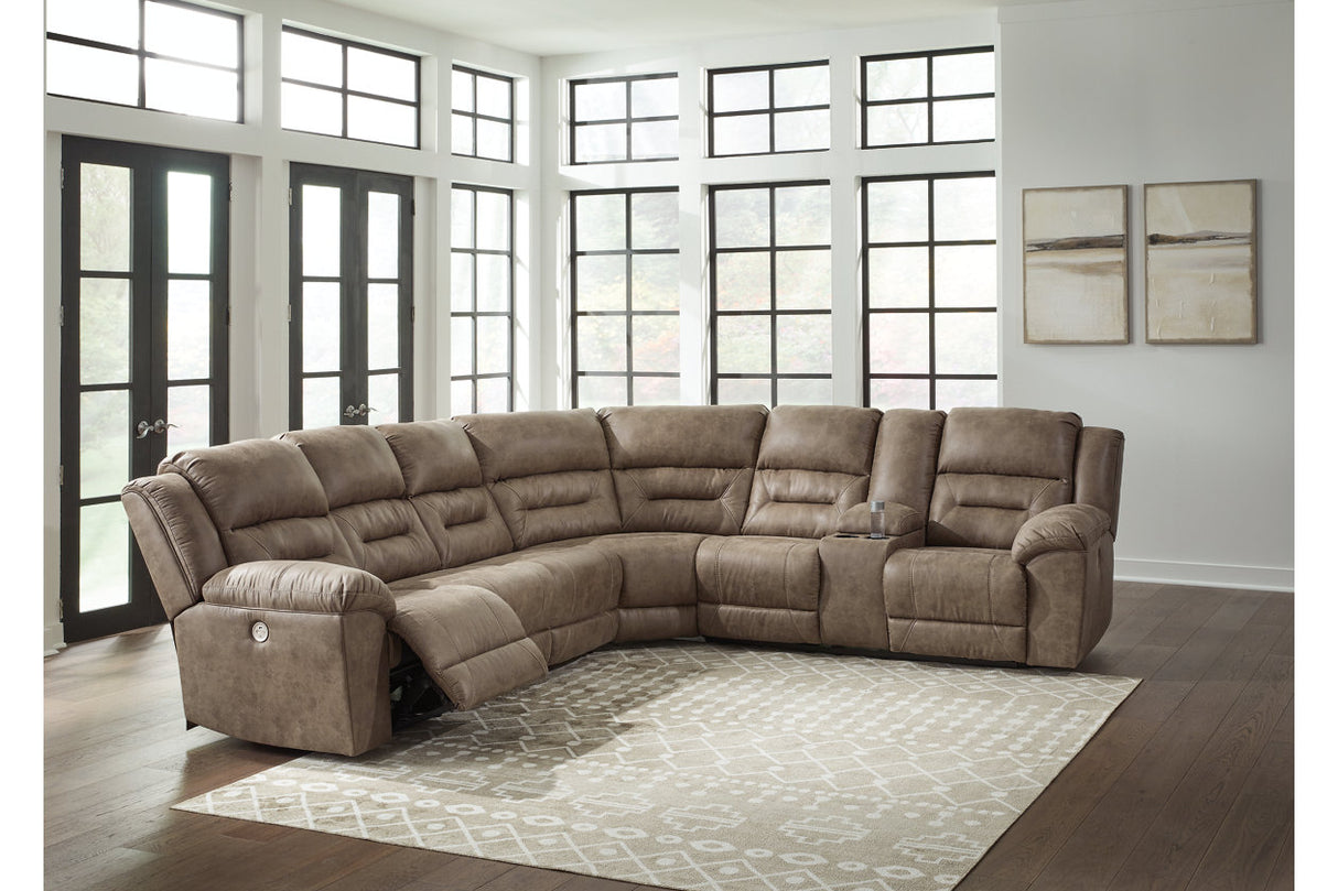 Ravenel Fossil 4-Piece Power Reclining Sectional from Ashley - Luna Furniture