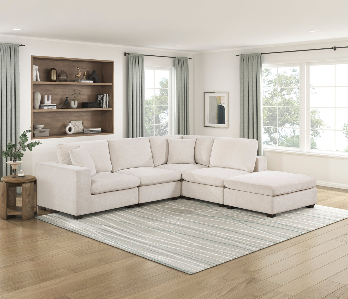 Serenity Beige 4-Piece Modular Sectional with Ottoman from Homelegance - Luna Furniture