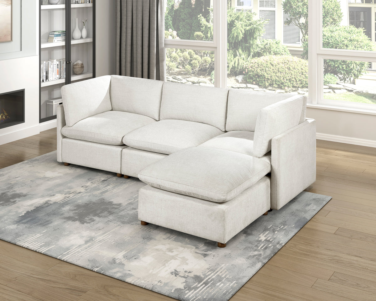 Annex Beige 6-PieceChenille Modular Sectional with Ottoman from Homelegance - Luna Furniture