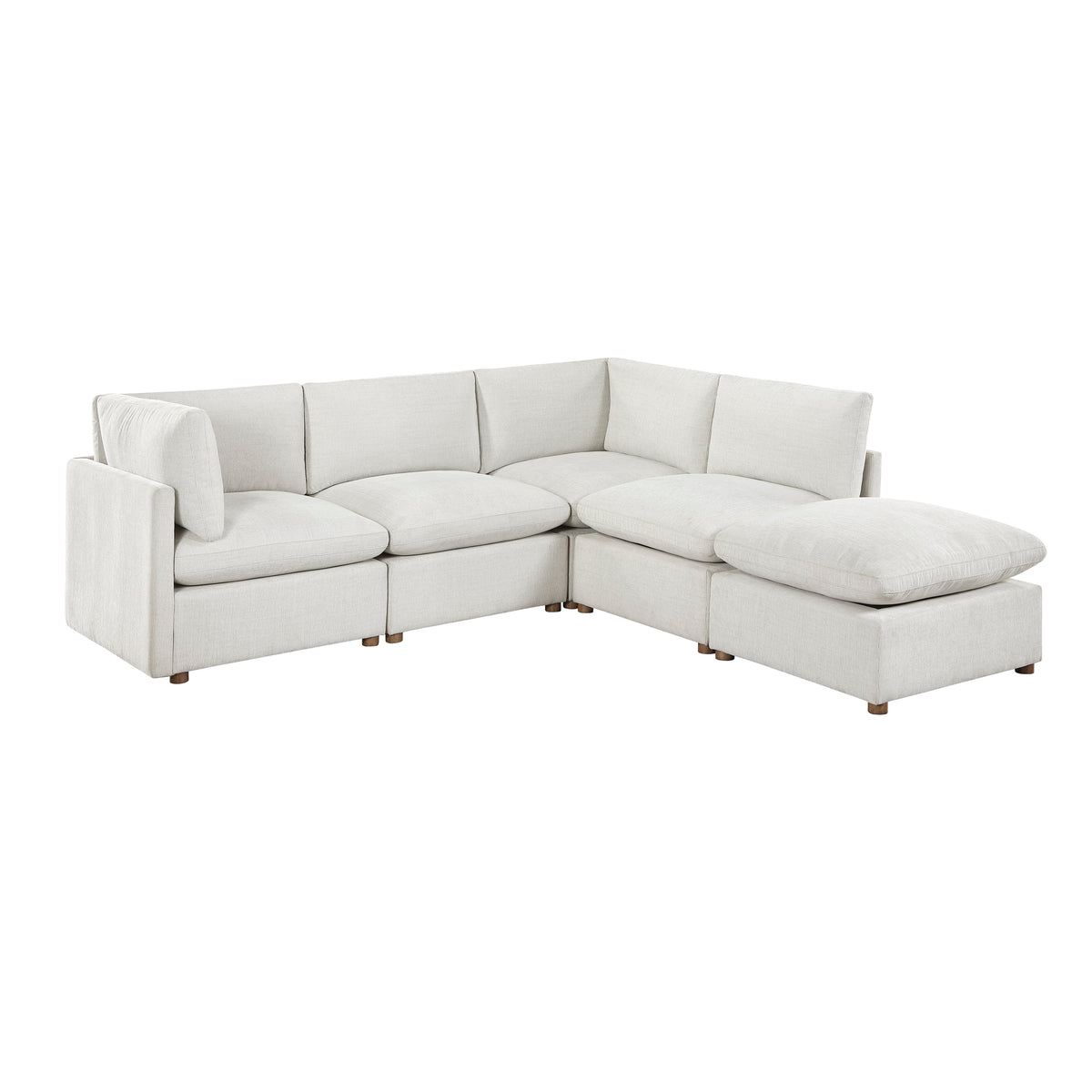 Annex Beige 5-Piece Chenille Modular Sectional with Ottoman and Reversible Cushions from Homelegance - Luna Furniture