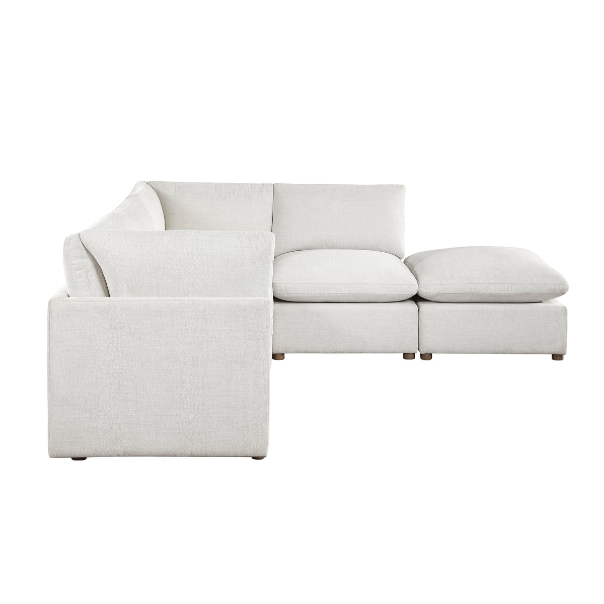 Annex Beige 5-Piece Chenille Modular Sectional with Ottoman and Reversible Cushions from Homelegance - Luna Furniture