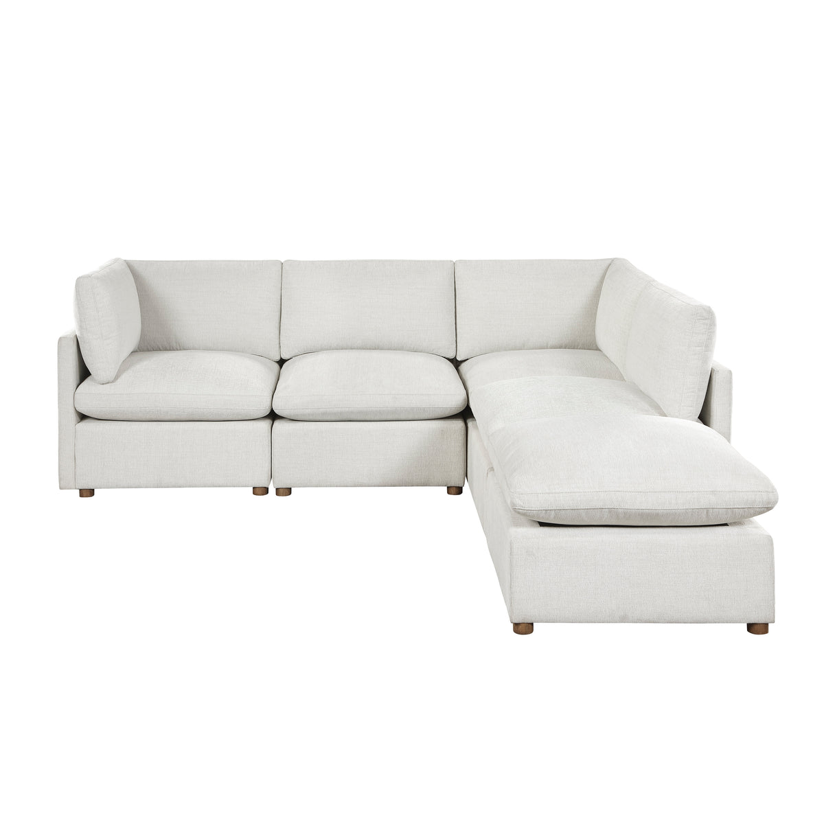 Annex Beige 5-Piece Chenille Modular Sectional with Ottoman and Reversible Cushions from Homelegance - Luna Furniture