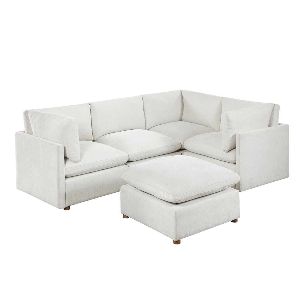 Annex Beige 6-Piece Chenille Modular Sectional with Two Ottomans from Homelegance - Luna Furniture
