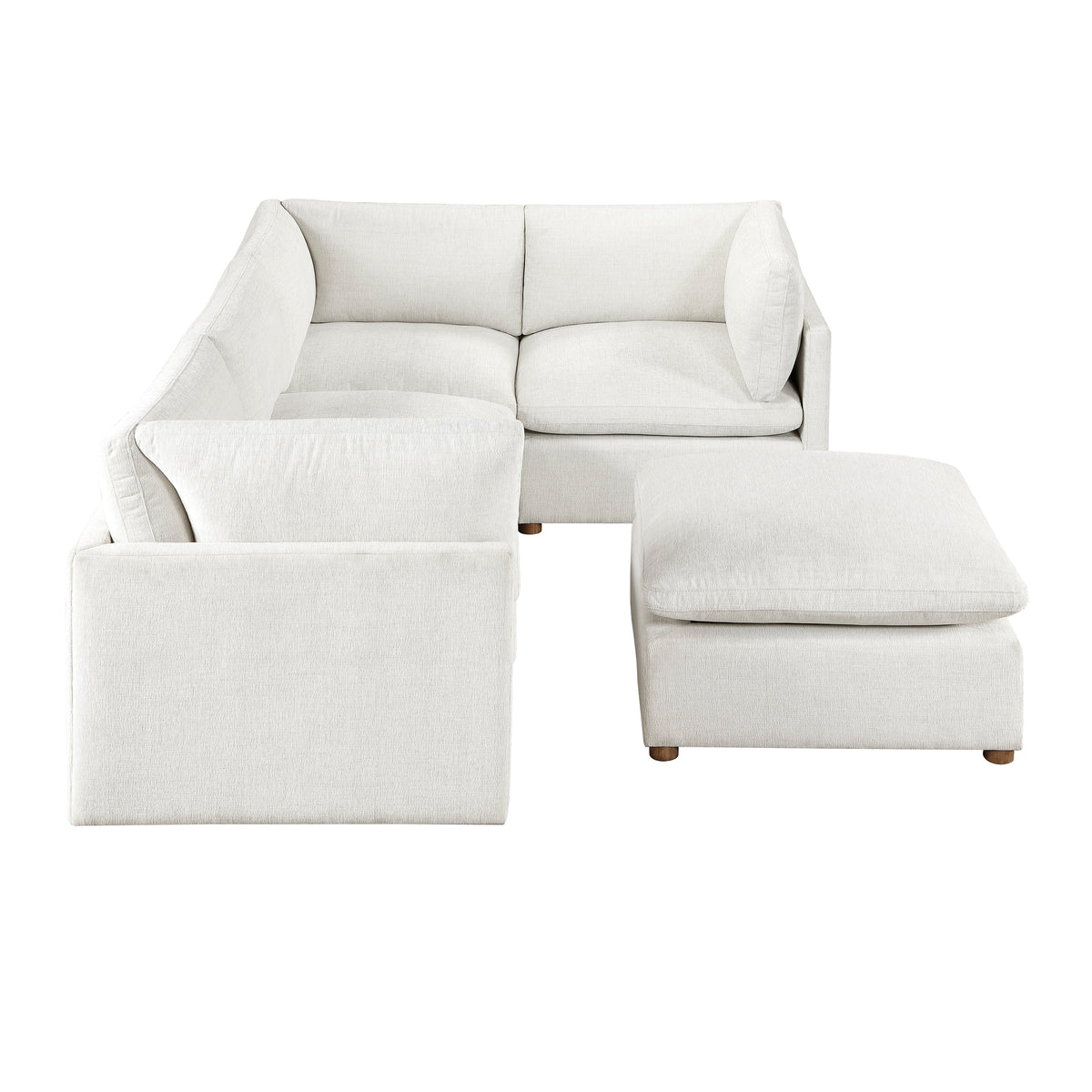 Annex Beige 6-Piece Chenille Modular Sectional with Two Ottomans from Homelegance - Luna Furniture