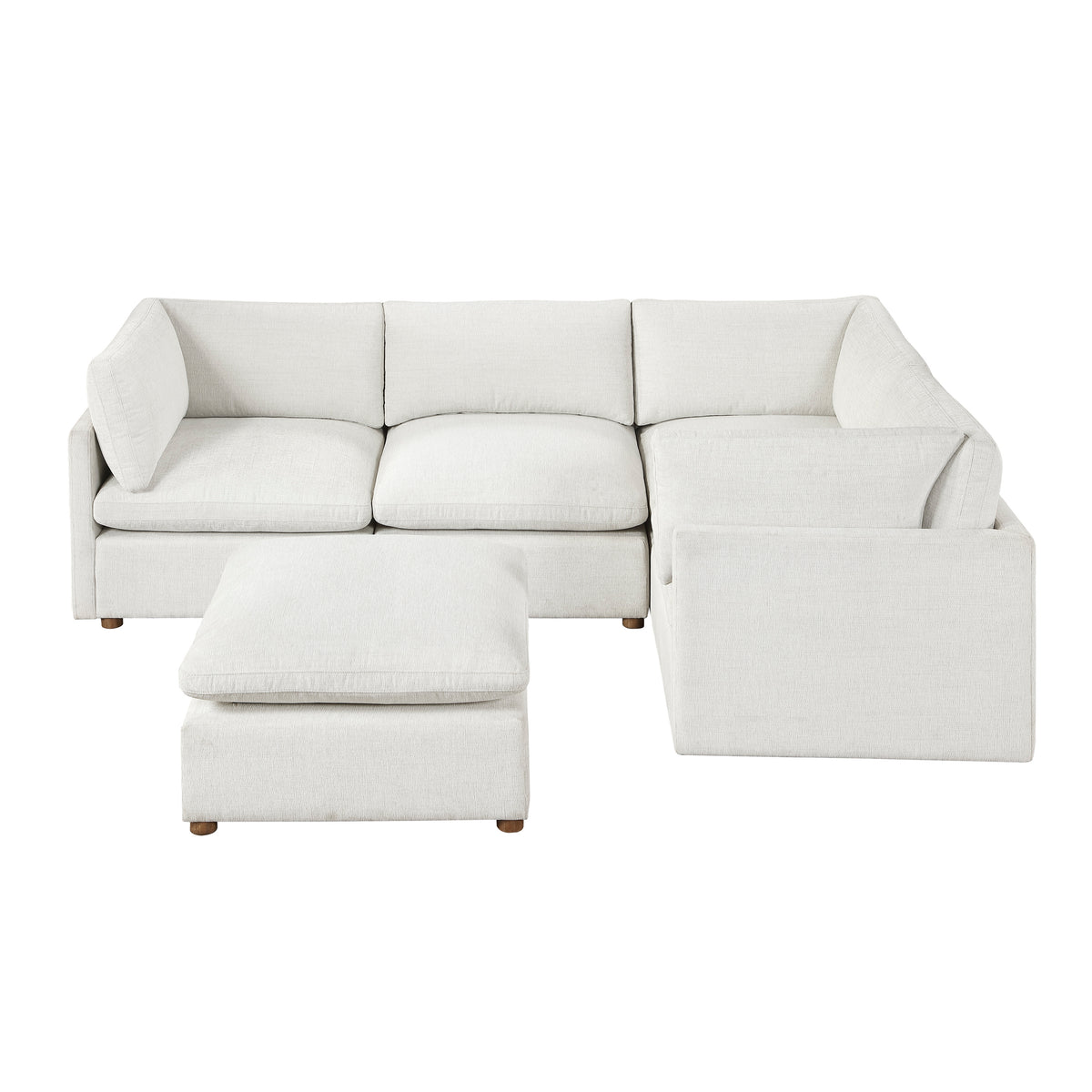 Annex Beige 6-Piece Chenille Modular Sectional with Two Ottomans from Homelegance - Luna Furniture