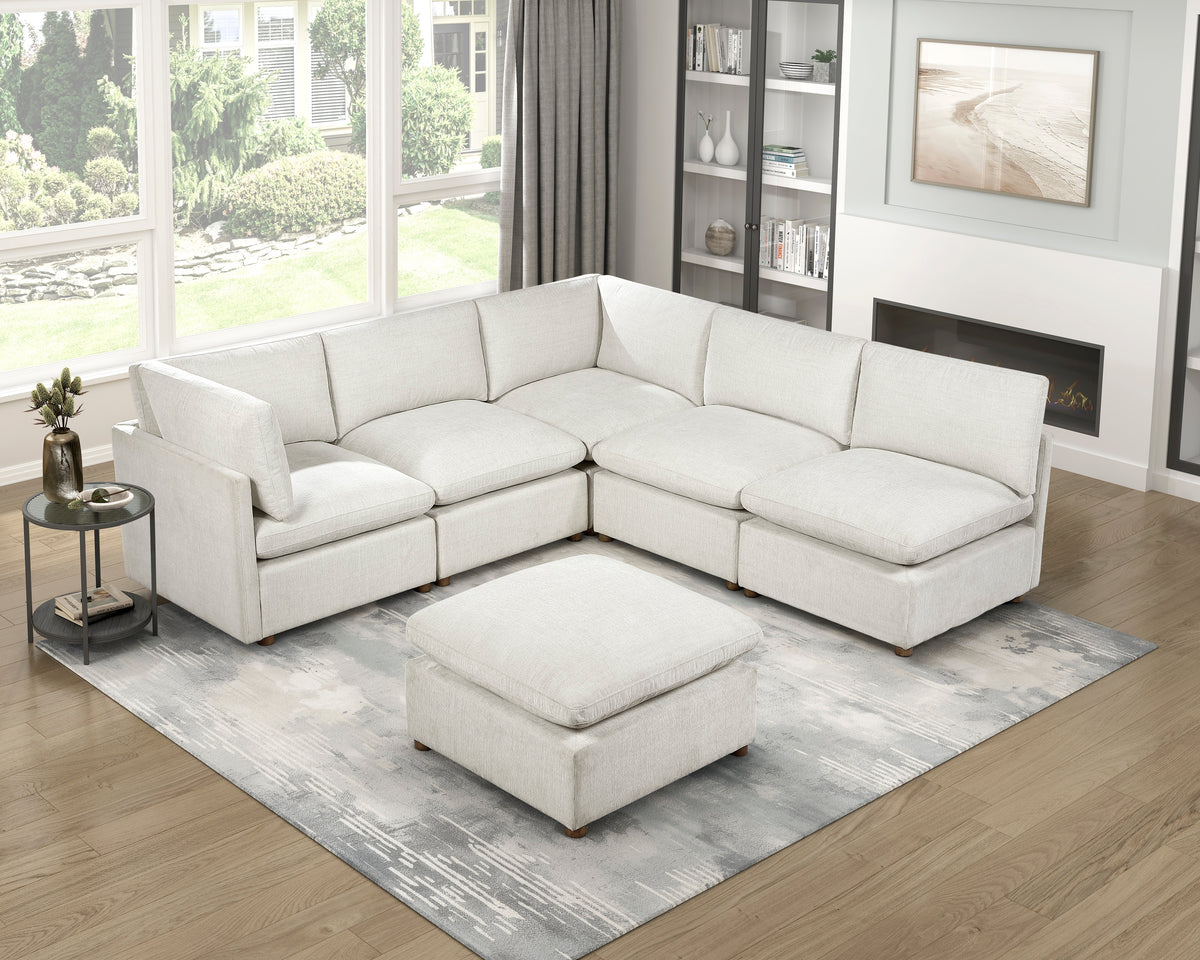 Annex Beige 6-Piece Chenille Modular Sectional with Reversible-Cushion Ottoman from Homelegance - Luna Furniture