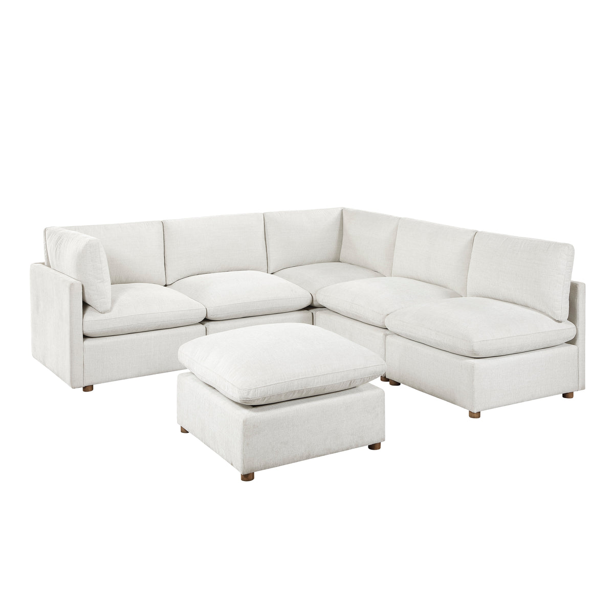 Annex Beige 6-Piece Chenille Modular Sectional with Reversible-Cushion Ottoman from Homelegance - Luna Furniture