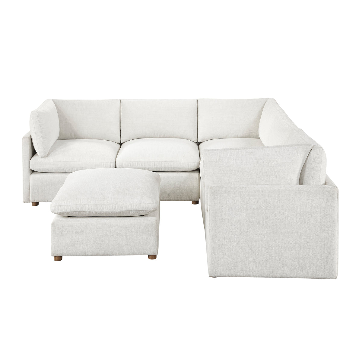 Annex Beige 6-Piece Chenille Modular Sectional with Reversible-Cushion Ottoman from Homelegance - Luna Furniture