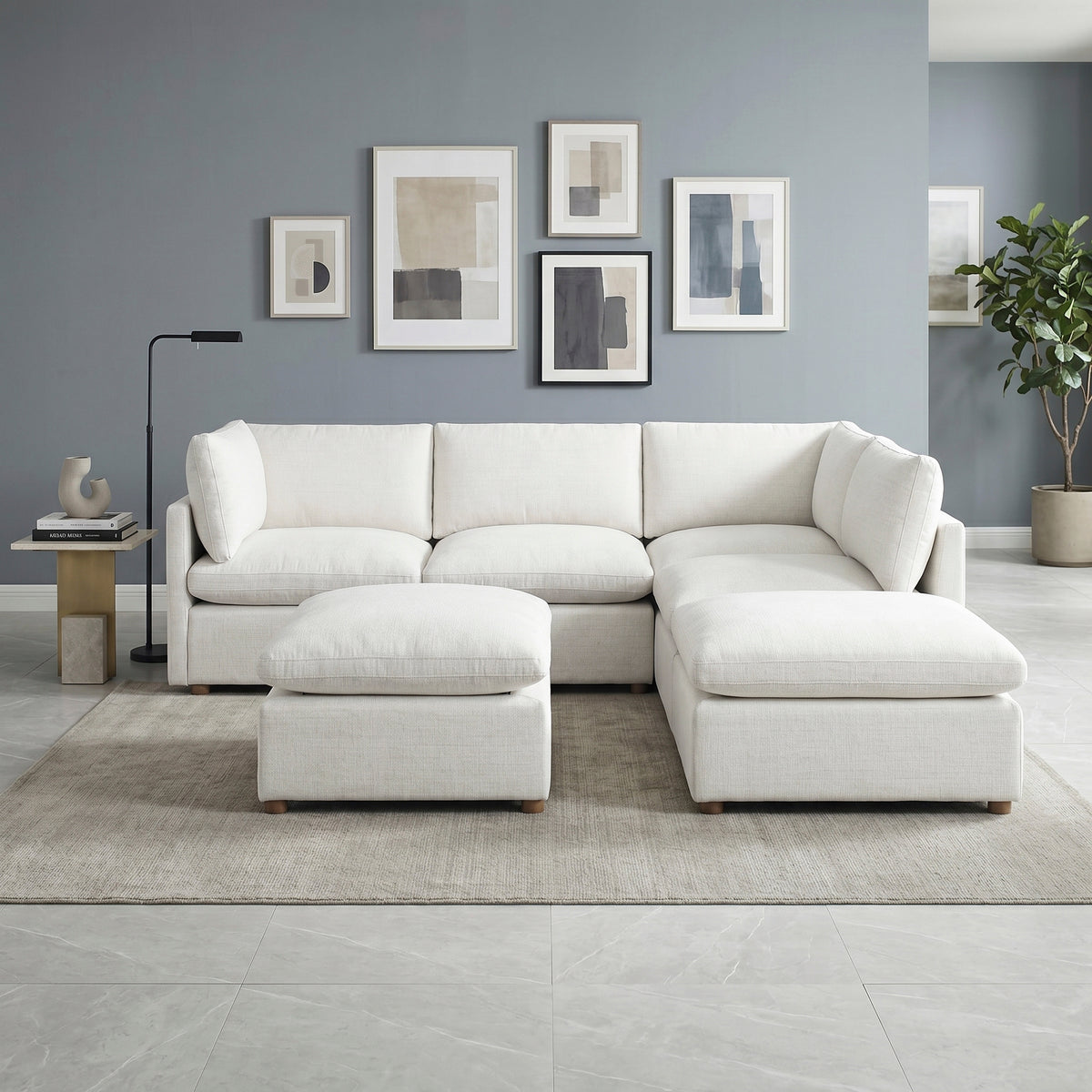 Annex Beige 6-PieceChenille Modular Sectional with Ottoman from Homelegance - Luna Furniture