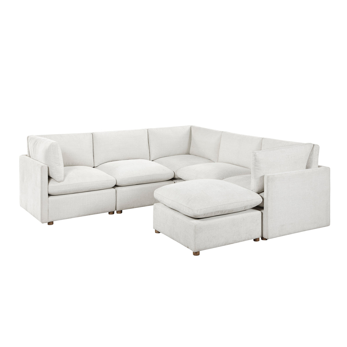 Annex Beige 6-PieceChenille Modular Sectional with Ottoman from Homelegance - Luna Furniture