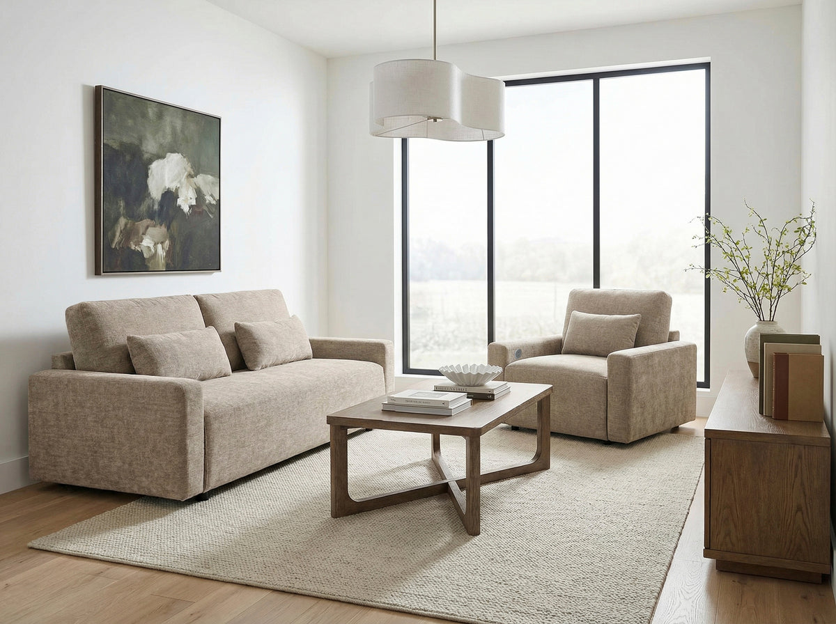 Cumulus Taupe 2-Piece Right Side Chaise Sectional with Convertible Queen Sleeper from Homelegance - Luna Furniture