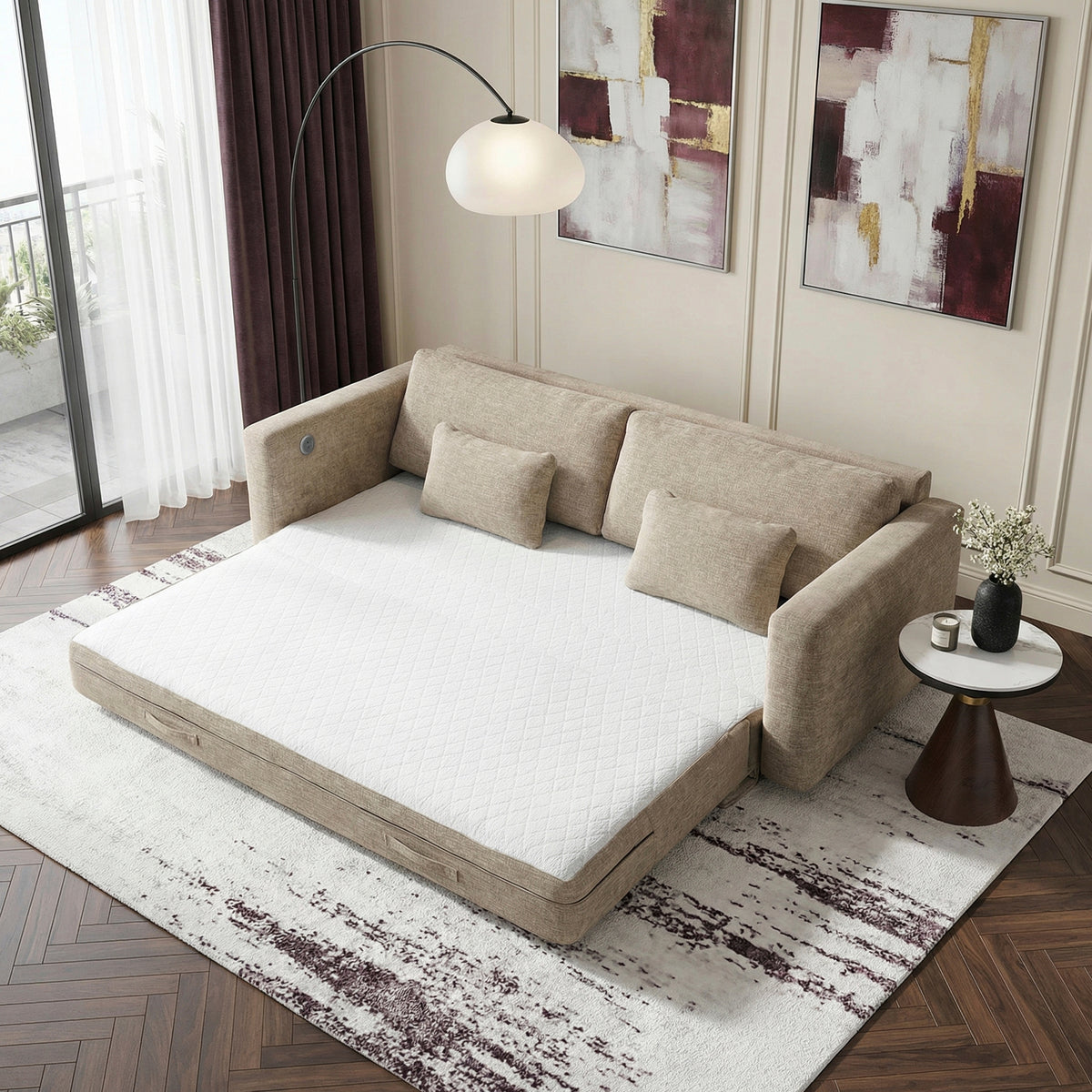 Cumulus Taupe 2-Piece Right Side Chaise Sectional with Convertible Queen Sleeper from Homelegance - Luna Furniture