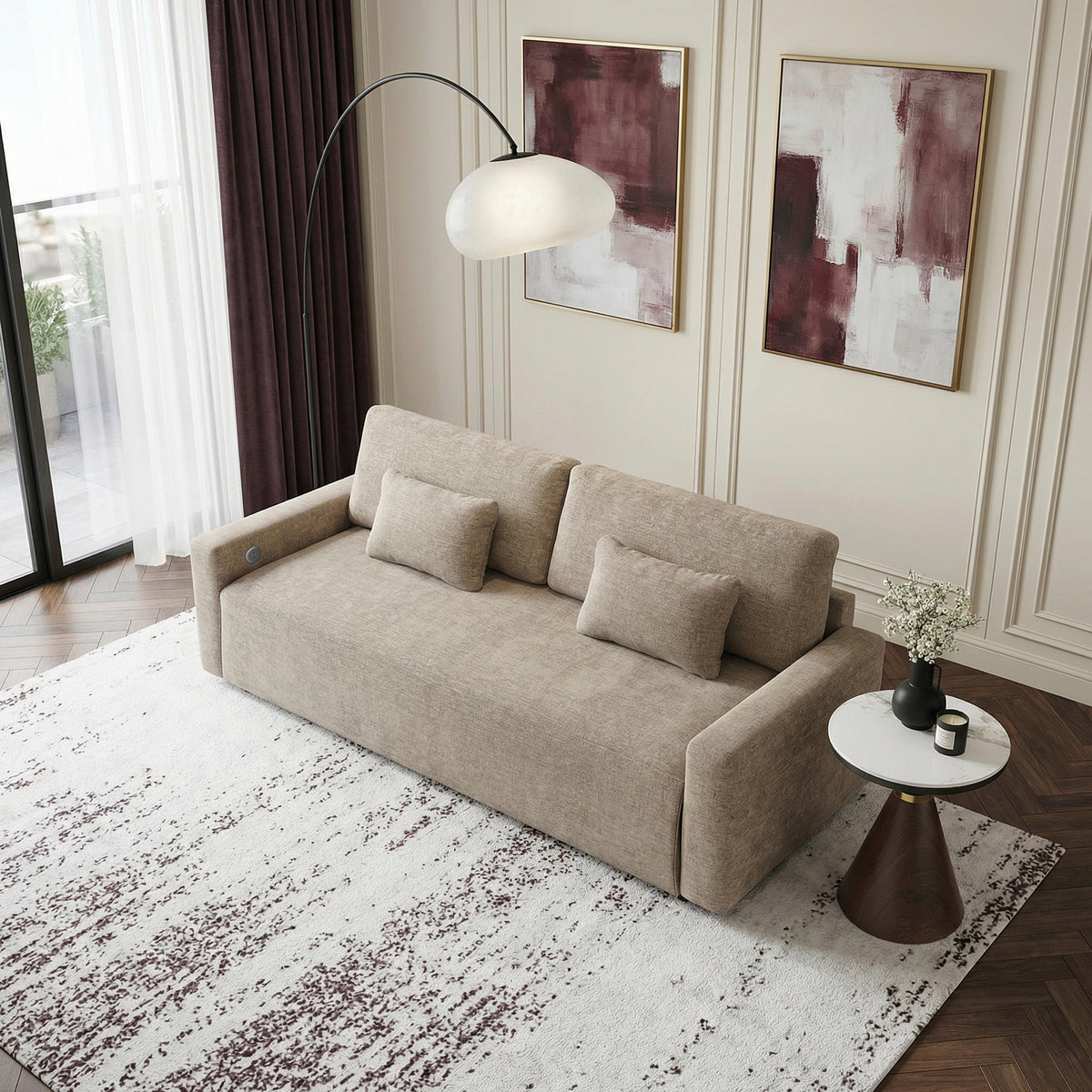 Cumulus Taupe 2-Piece Right Side Chaise Sectional with Convertible Queen Sleeper from Homelegance - Luna Furniture