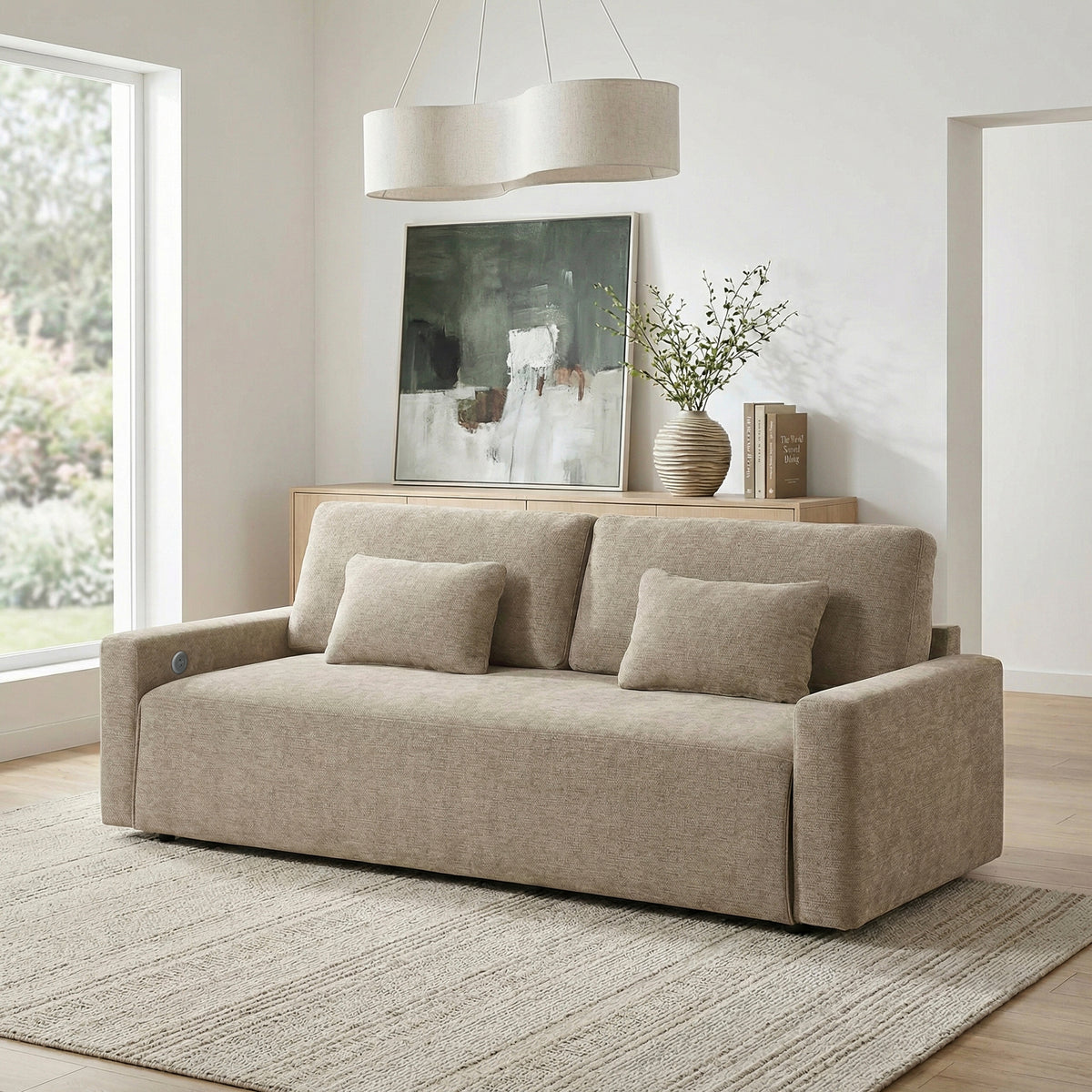 Cumulus Taupe 2-Piece Right Side Chaise Sectional with Convertible Queen Sleeper from Homelegance - Luna Furniture