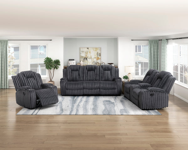 Phyllis Dark Gray 3-Piece Reclining Living Room Set