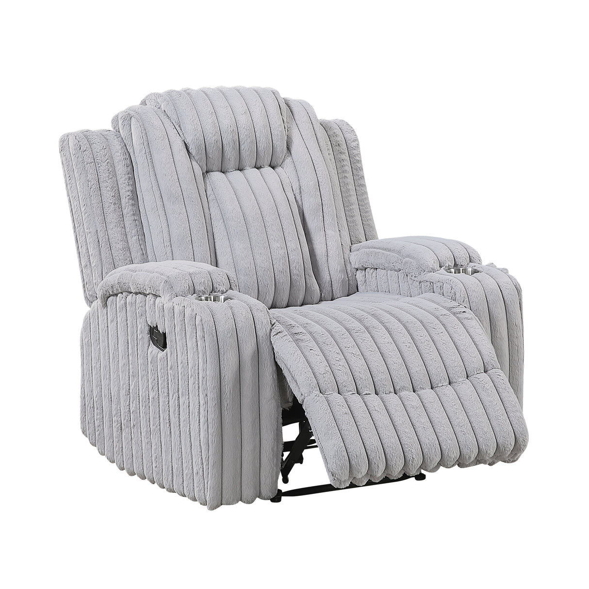 Phyllis Light Gray Reclining Chair with Cup Holders from Homelegance - Luna Furniture