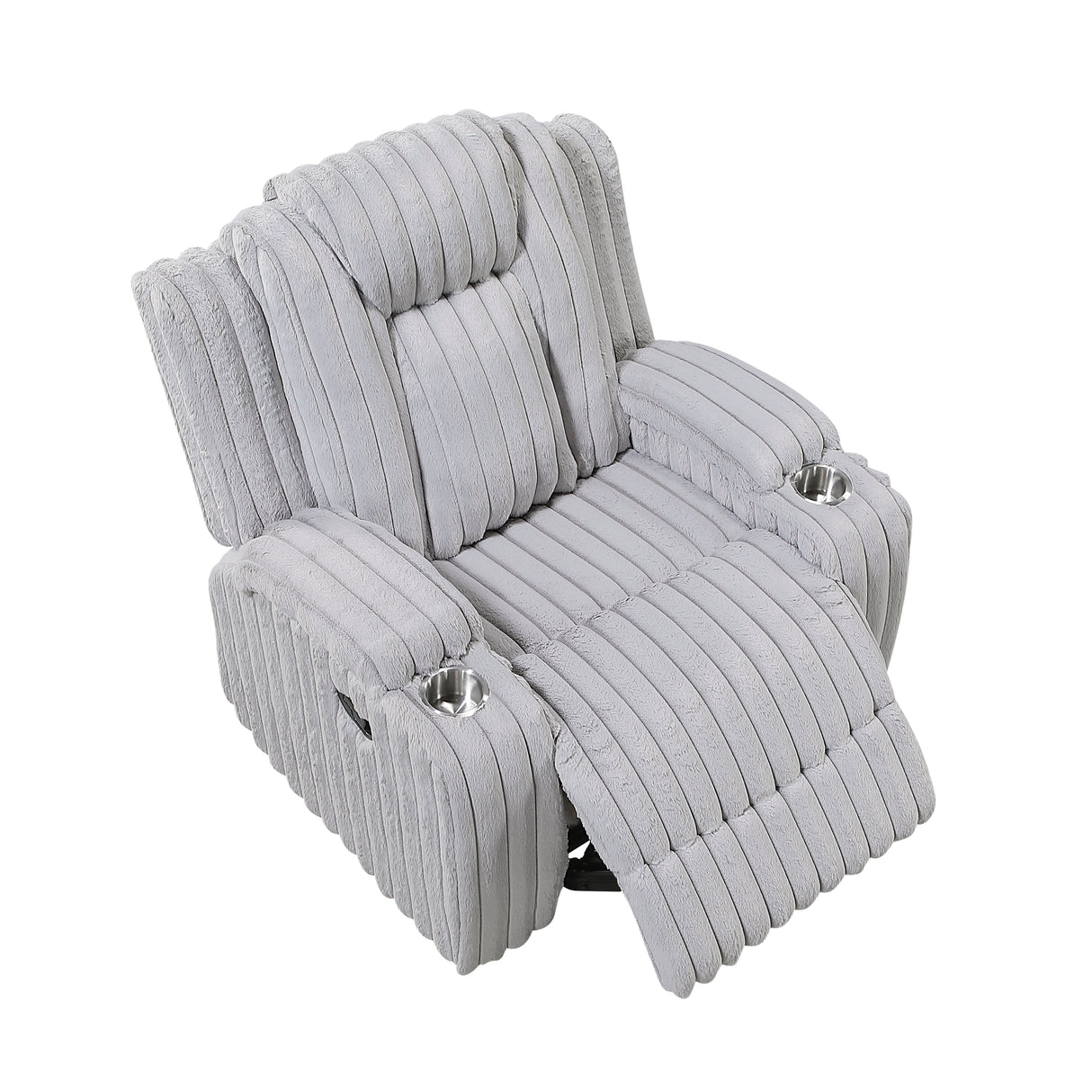 Phyllis Light Gray Reclining Chair with Cup Holders from Homelegance - Luna Furniture