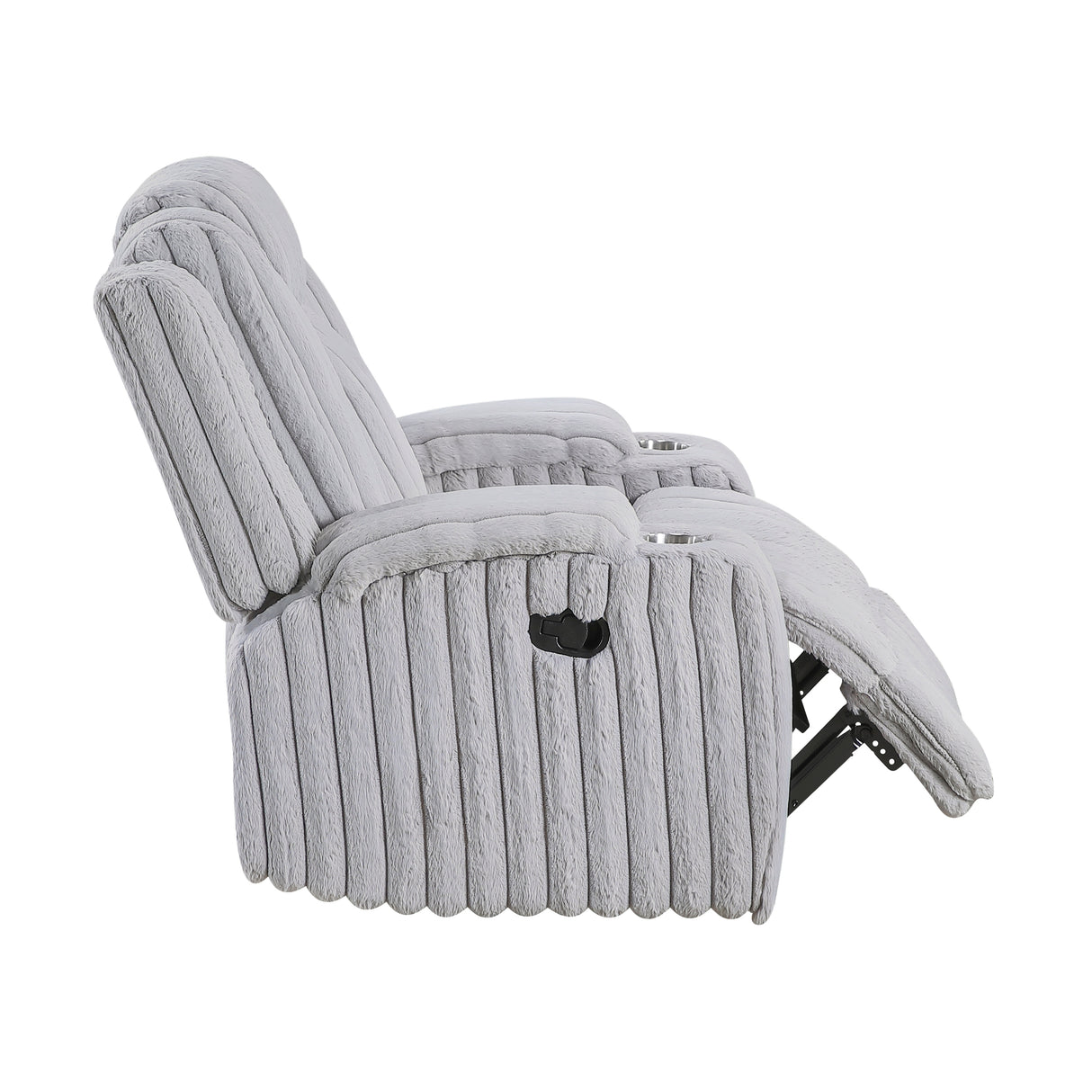 Phyllis Light Gray Reclining Chair with Cup Holders from Homelegance - Luna Furniture