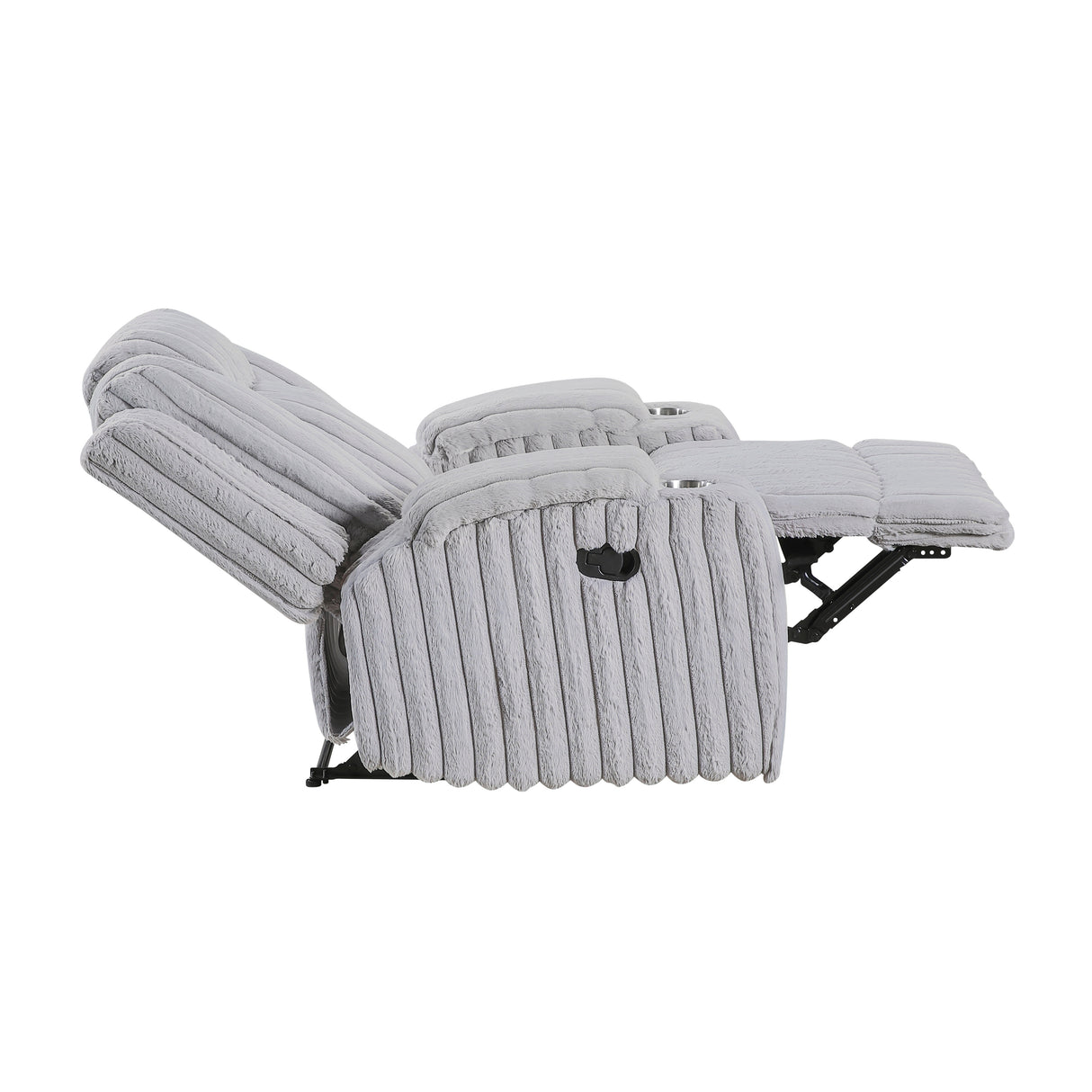Phyllis Light Gray Reclining Chair with Cup Holders from Homelegance - Luna Furniture
