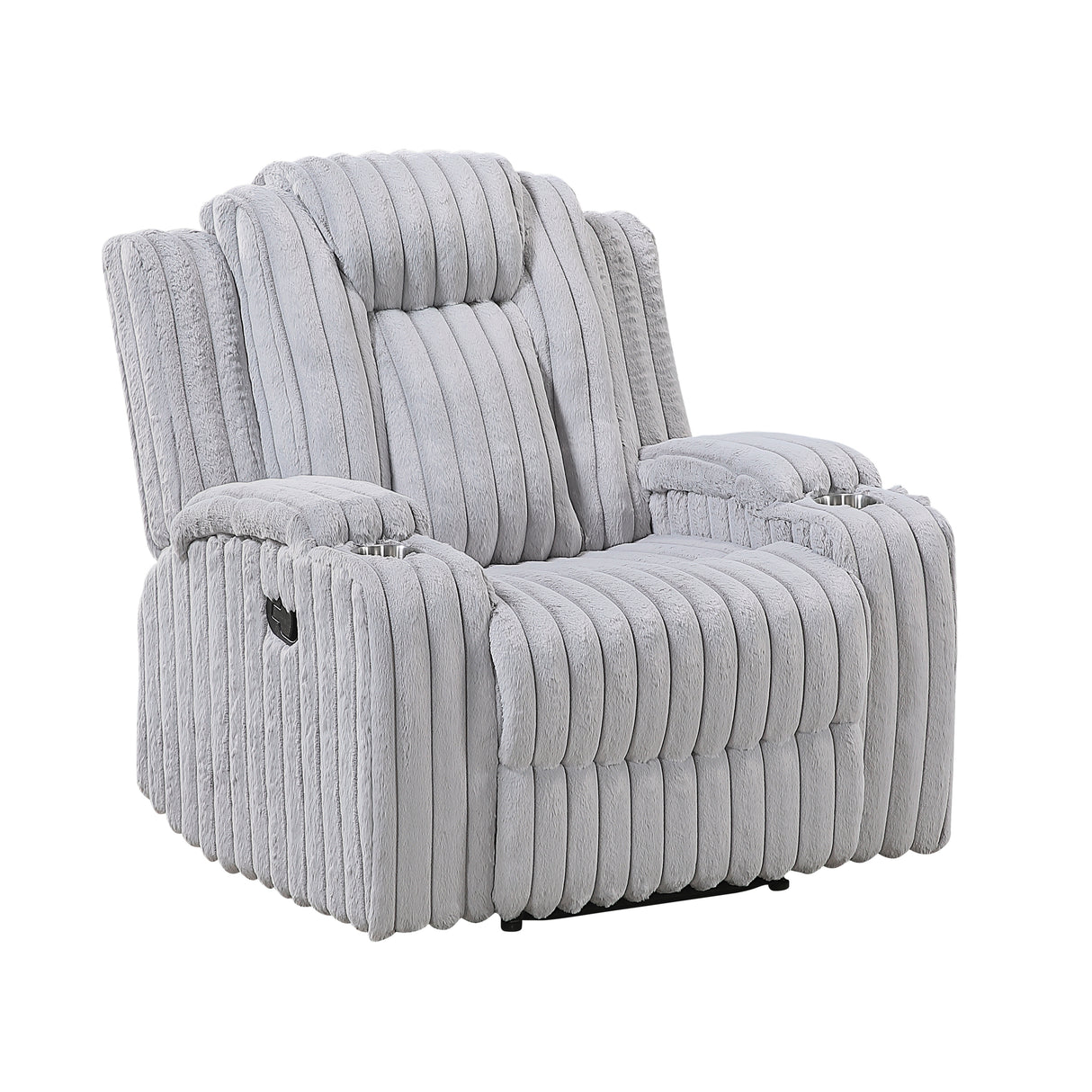 Phyllis Light Gray Reclining Chair with Cup Holders from Homelegance - Luna Furniture