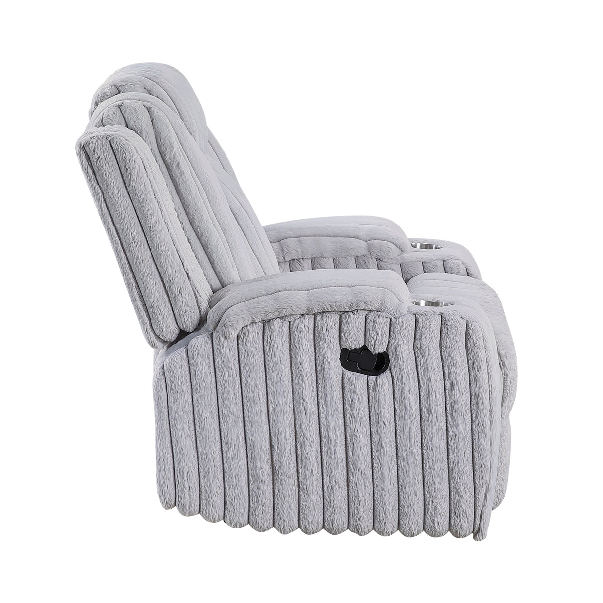 Phyllis Light Gray Reclining Chair with Cup Holders from Homelegance - Luna Furniture