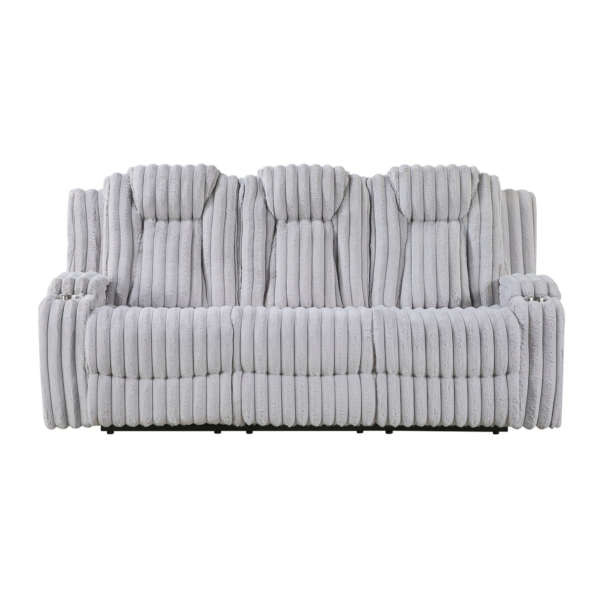 Phyllis Light Gray Double Reclining Loveseat with Center Console and Cup Holders from Homelegance - Luna Furniture