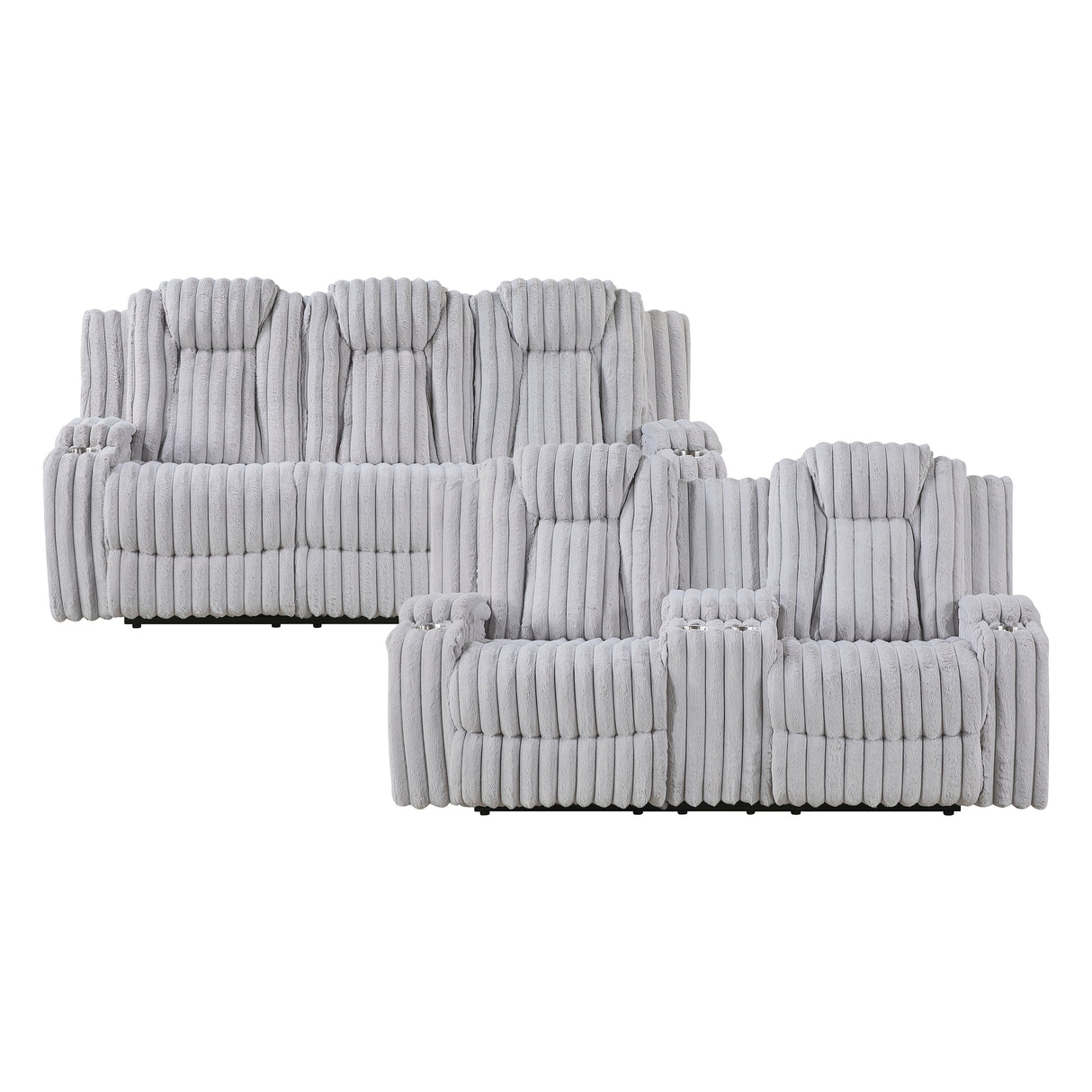 Phyllis Light Gray 2-Piece Reclining Living Room Set from Homelegance - Luna Furniture