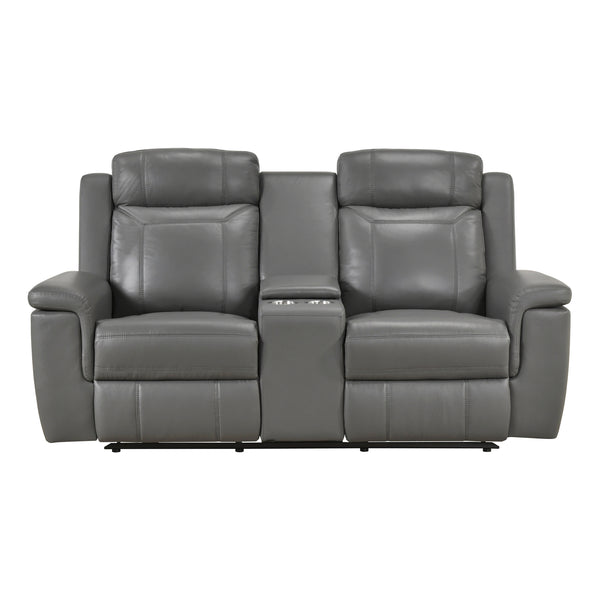 Nest Dark Gray Double Reclining Loveseat with Center Console and Receptacles