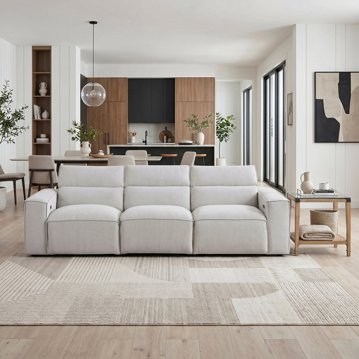 Phoebe Light Gray Power Double Reclining Sofa with Power Headrests from Homelegance - Luna Furniture