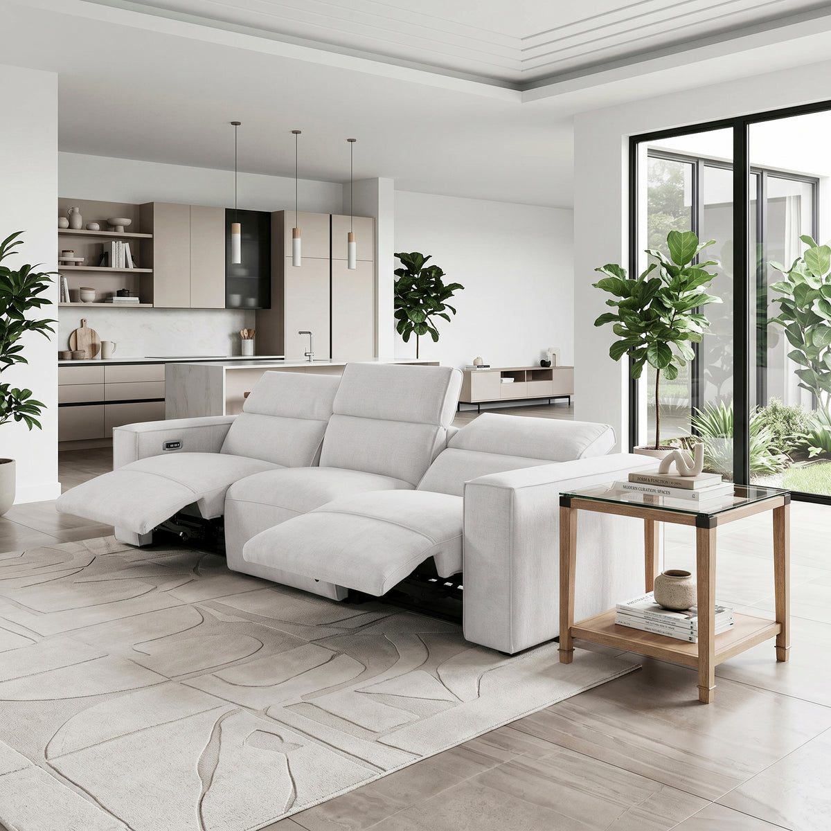 Phoebe Light Gray Power Double Reclining Sofa with Power Headrests from Homelegance - Luna Furniture