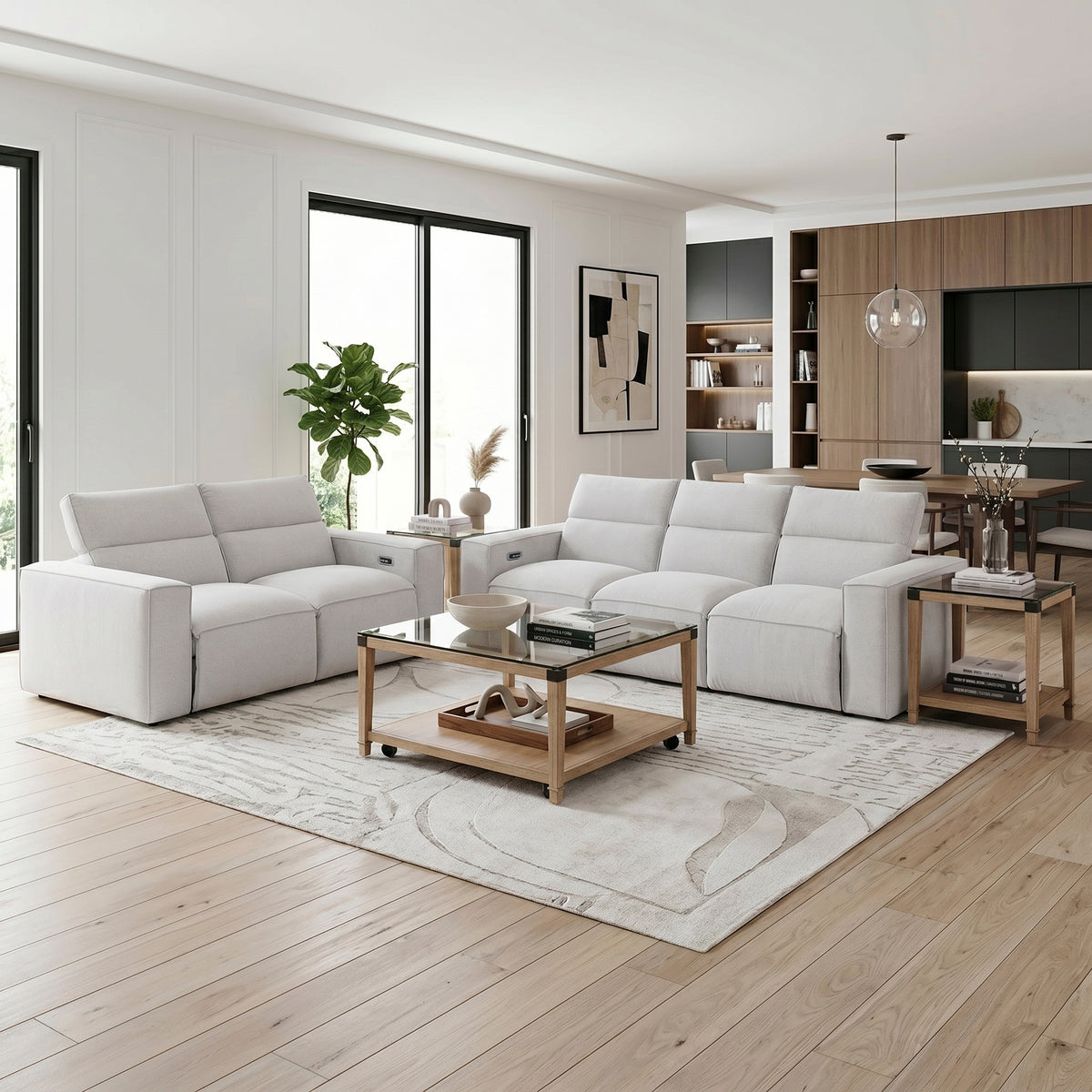 Phoebe Light Gray Power Double Reclining Sofa with Power Headrests from Homelegance - Luna Furniture